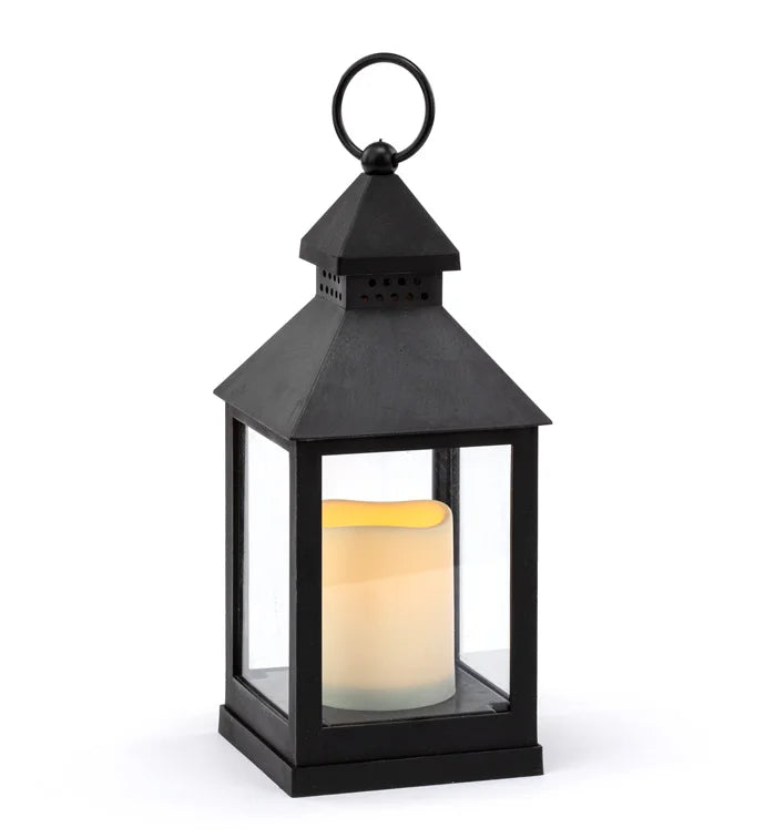 9.5" LED Black Candle Lantern