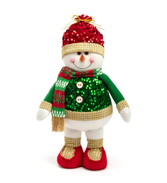 Holiday Red/Green Standing Snowman Figurine