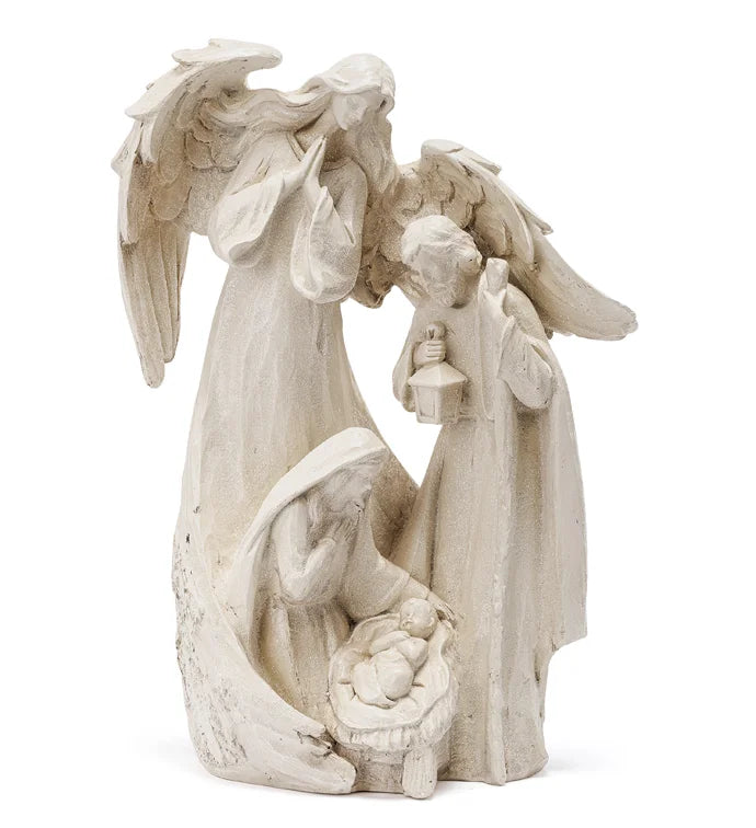 14" Guardian Angel with Holy Family