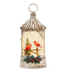 12.5" LED Cardinal and Pine Birch Lantern
