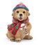 Plaid Scarf Dog with Candy Cane Figurine