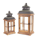 15.5-22.5"H Metal Top Rectangular Wood Lantern