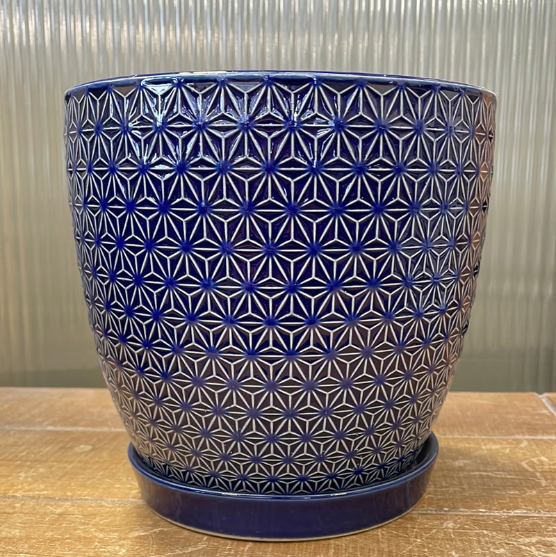 Cobalt Prism Pot with Saucer