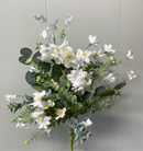 18" White Flower Mix Faux Bush