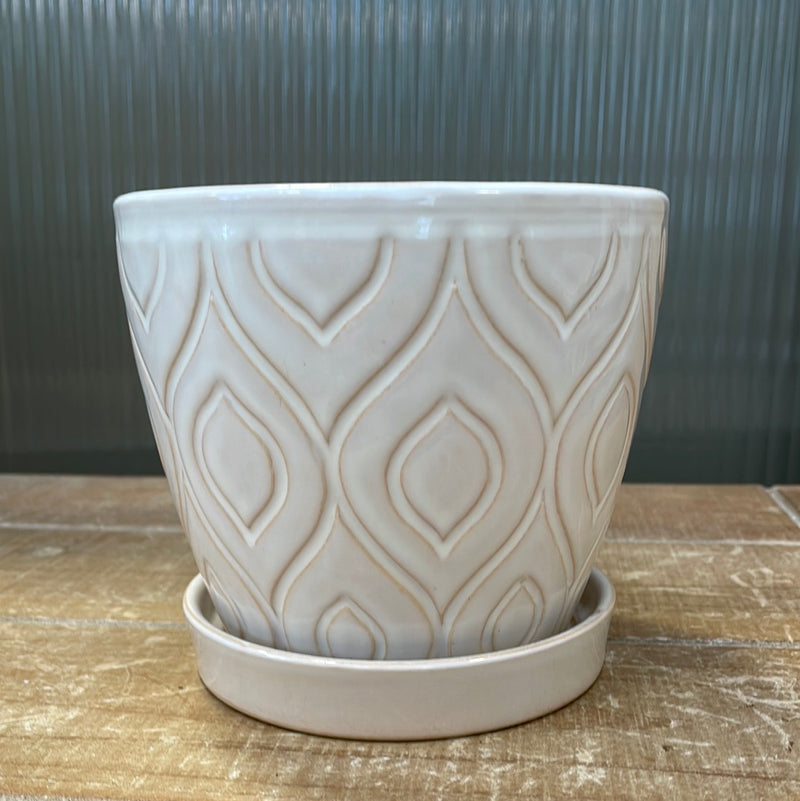4.5" Reactive White Pot with Saucer