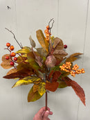 19" Fall Leaf with Berries Bush