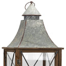 22-33.5"H Galvanized Top Wood Lantern