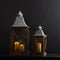 22-33.5"H Galvanized Top Wood Lantern