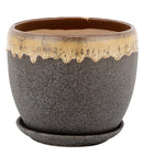 Brown Drip Glaze Pot with Saucer