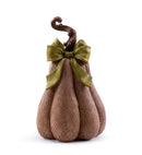 Embossed Pumpkin with Green Bow Figurine