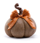 Embossed Pumpkin with Orange Bow Figurine