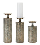 Pitted Metal Copper Finish Candle Holders