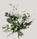 18" White Flower Mix Faux Bush