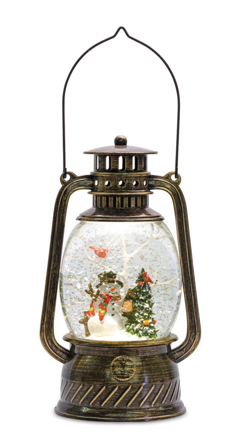 Snowman and Tree Snow Globe Lantern