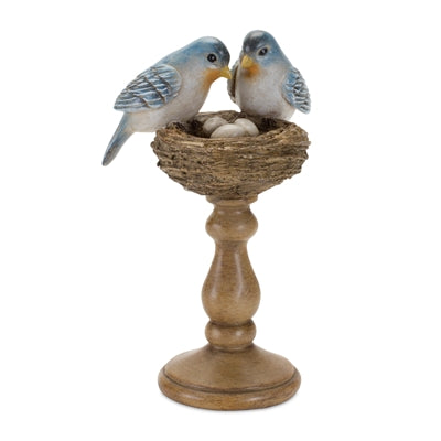8.5" Birds with Nest on Pedestal