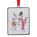Snowman and Deer Iron Ornament