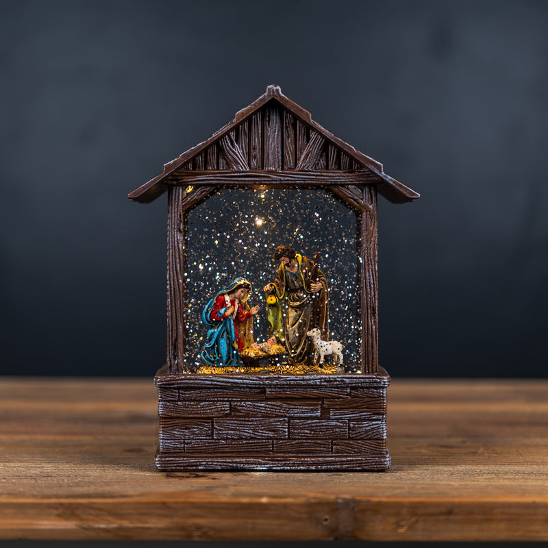 8.25" Holy Family Snow Globe Lantern