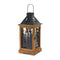 14.75" Metal Tree Wood Lantern