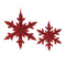 Nordic Red Snowflake Wood Ornament