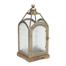 16"H Etched Glass Metal Lantern
