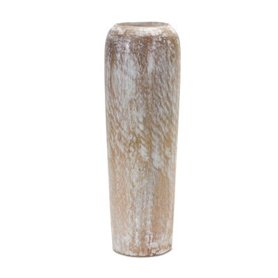 18.25" Designer Whitewash Wood Vase