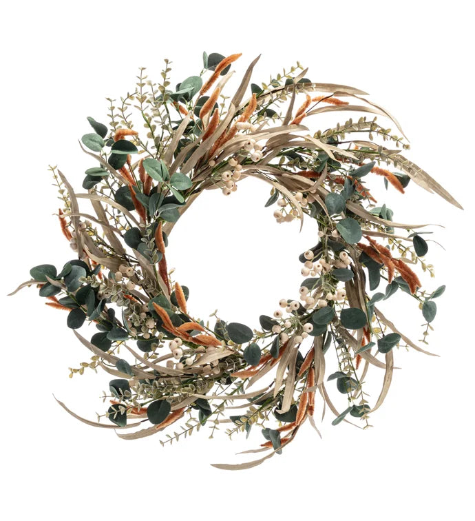 24" White Berry Eucalyptus Wreath