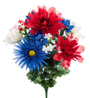 Red/White/Blue Mum Gerbera Grave Bush