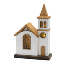 12" White Country Church LED Figurine