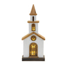 13.25" White Country Church LED Figurine