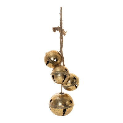 16" Gold Sleigh Bell Cluster Ornament