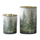 Winter Trees Glass Candle Holders
