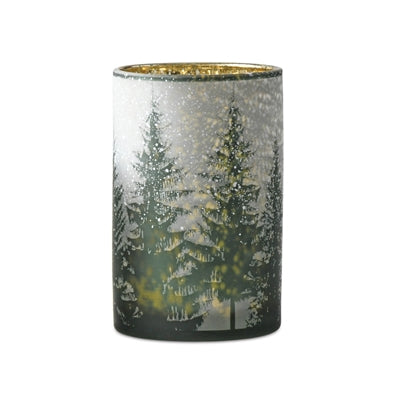 Winter Trees Glass Candle Holders