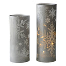 Silver Snowflake Glass Luminary