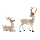 3.5-5.5" Natural Glittered Deer Figurines
