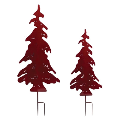 Holiday Red Metal Outdoor Trees