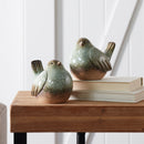 Green and Brown Bird Terra Cotta Figurines