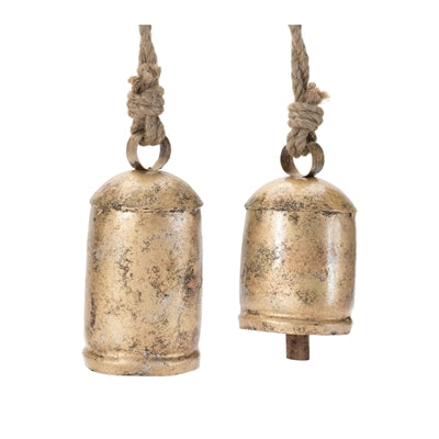 5.5-6.5" Distressed Gold Bell Ornament