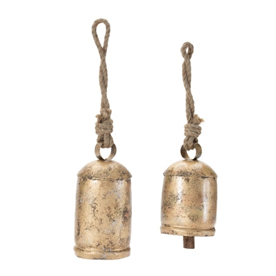 5.5-6.5" Distressed Gold Bell Ornament