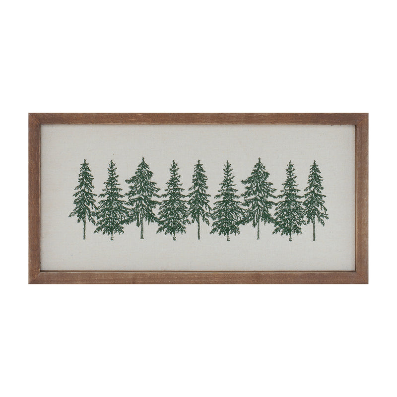 16" Embroidered Framed Trees Wall Art