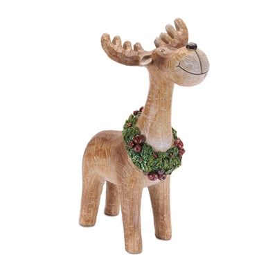 11.5" Whimsical Moose with Wreath Figurine