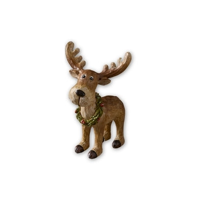 5.25" Whimsical Moose with Wreath Figurine