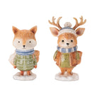 6-7" Whimsical Deer and Fox Winter Figurine