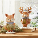 6-7" Whimsical Deer and Fox Winter Figurine