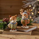 6-7" Whimsical Deer and Fox Winter Figurine