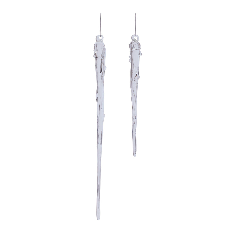 7.75-11.5" Glass Icicle Ornament