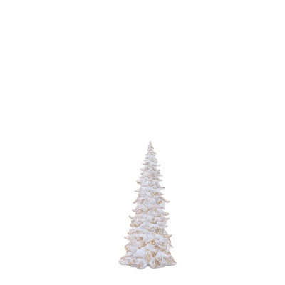 7.75-15.5" Gold Accent White Holiday Tree Figurines