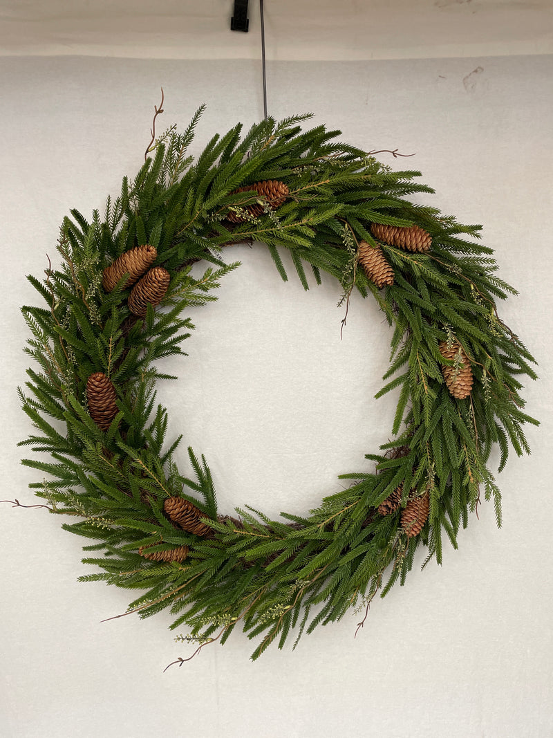 30" Deluxe Real Touch Austrian Pine Mix Wreath