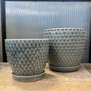 Gray Prism Pot with Saucer