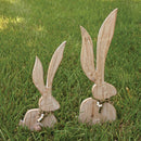 15-19.75" Long Ear Wood Rabbit with Beads Figurine