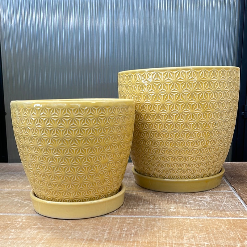 Yellow Prism Pot with Saucer